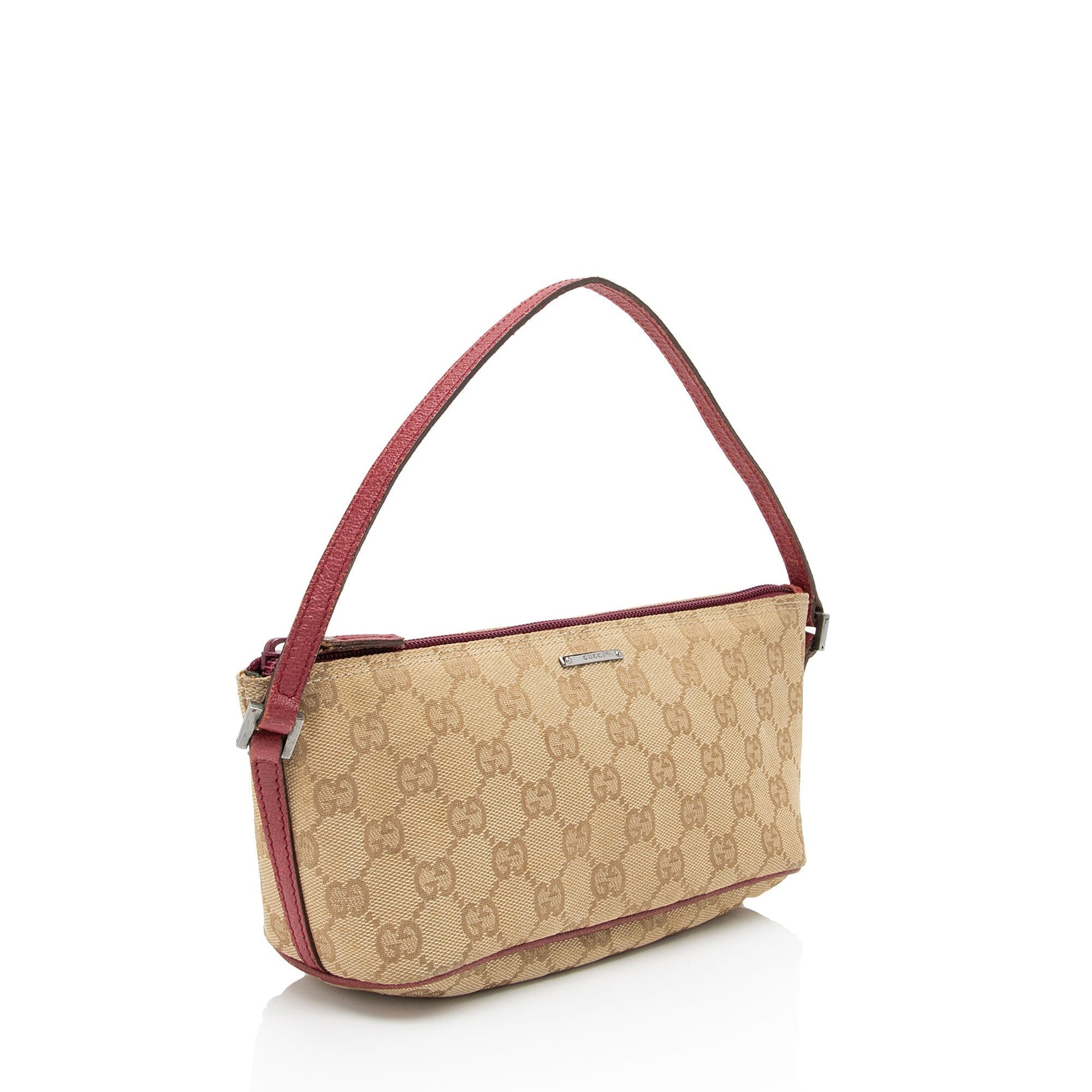 Gucci Pochette Leather Canvas Clutch