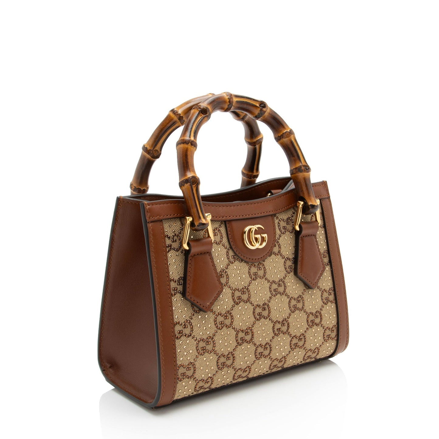 Gucci Crystal GG Canvas Bamboo Diana Mini Tote (SHF-E7QQjx)