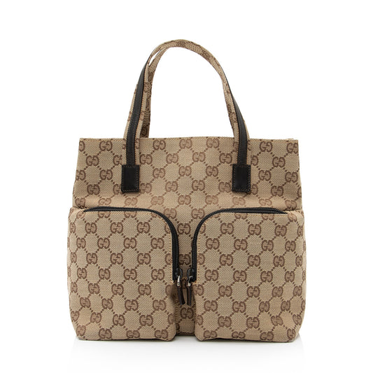 Gucci GG Canvas Double Pocket Tote (SHF-23270)