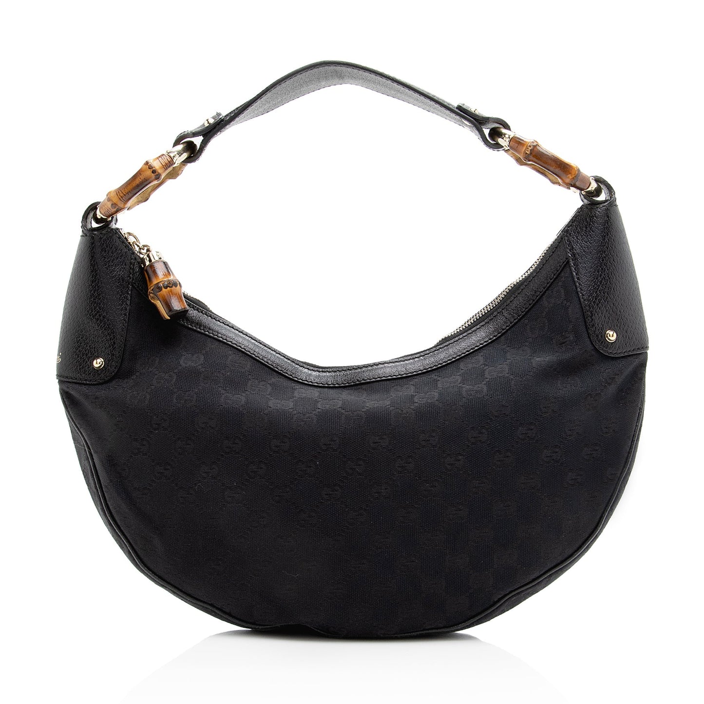 Gucci GG Canvas Bamboo Half Moon Medium Hobo (SHF-22952)