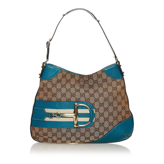 Gucci GG Canvas Hasler Horsebit Shoulder Bag (SHG-34318)