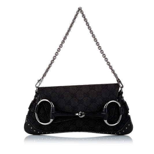 Gucci GG Canvas Horsebit Chain Baguette (SHG-uZLe9a)
