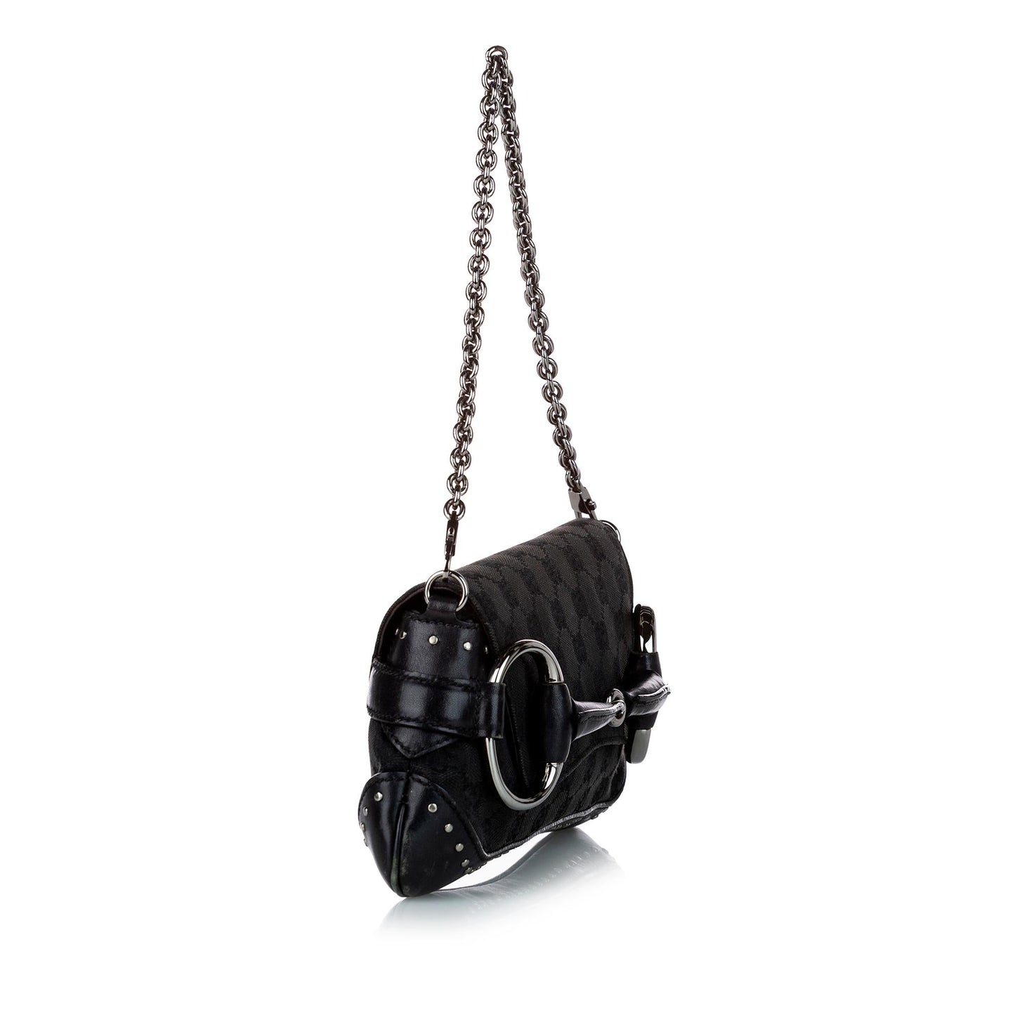 Gucci GG Canvas Horsebit Chain Baguette (SHG-uZLe9a)