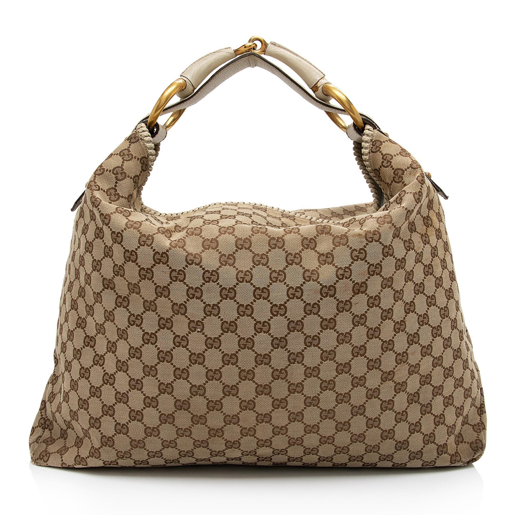 Gucci GG Canvas Horsebit Large Hobo - FINAL SALE (SHF-cqgUHp)