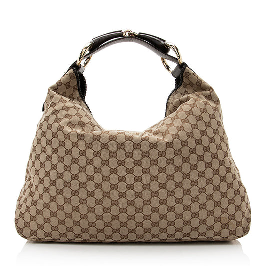 Gucci GG Canvas Horsebit Large Hobo (SHF-21632)