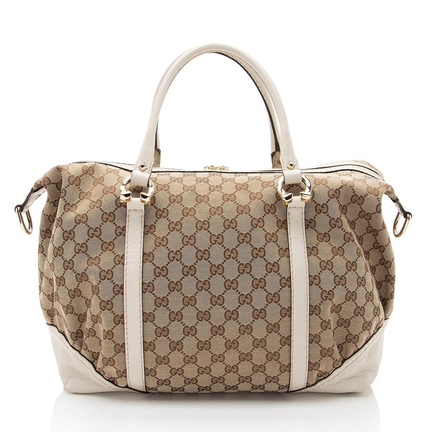 Gucci GG Canvas Horsebit Nailhead Medium Boston Bag