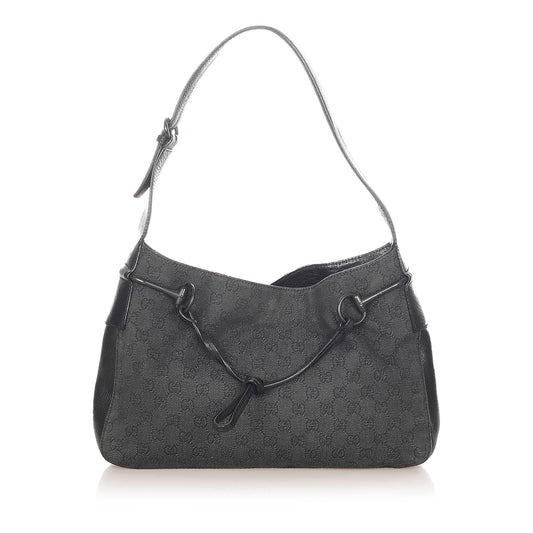 Gucci GG Canvas Horsebit Shoulder Bag (SHG-32126)