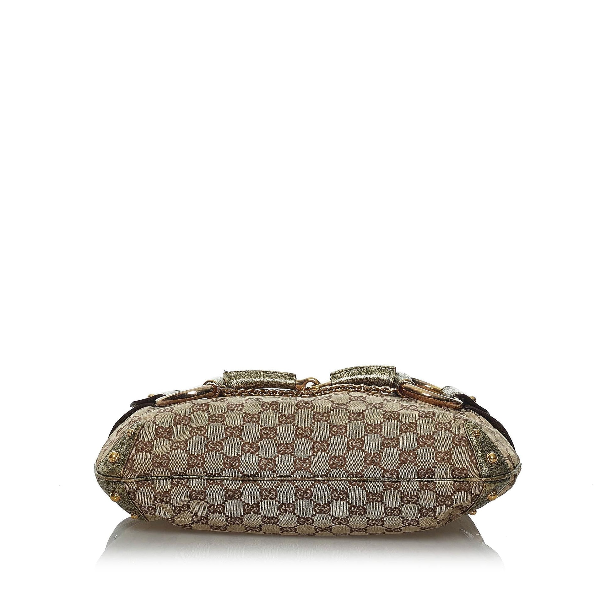 Gucci GG Canvas Horsebit Shoulder Bag (SHG-33631)