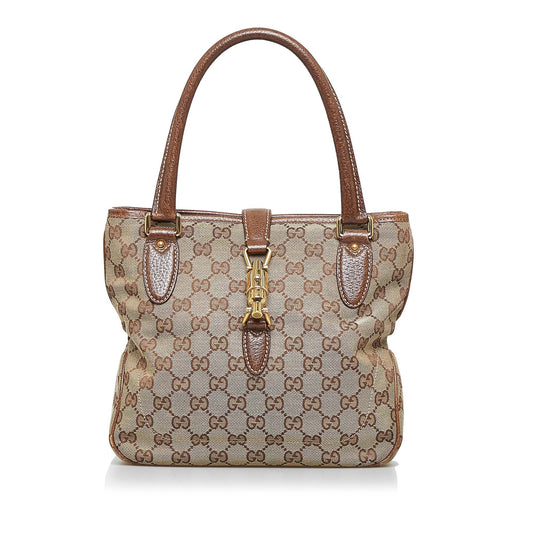 Gucci GG Canvas Jackie Piston Lock Handbag (SHG-R6bLVW)