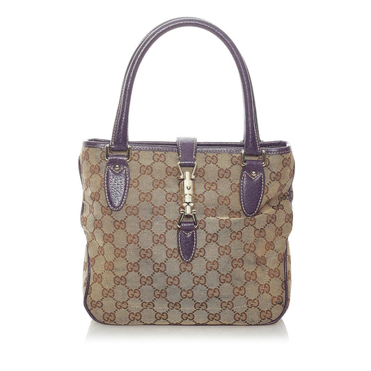 Gucci GG Canvas Jackie Piston Lock Tote (SHG-32865)