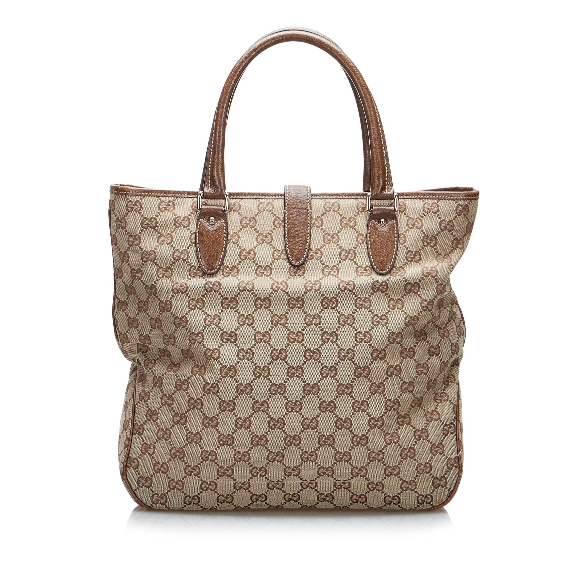 Gucci GG Canvas Jackie Piston Lock Tote (SHG-Bi3rMM)