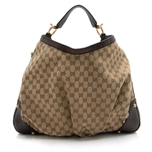Gucci GG Canvas Jockey Large Hobo (SHF-23522)