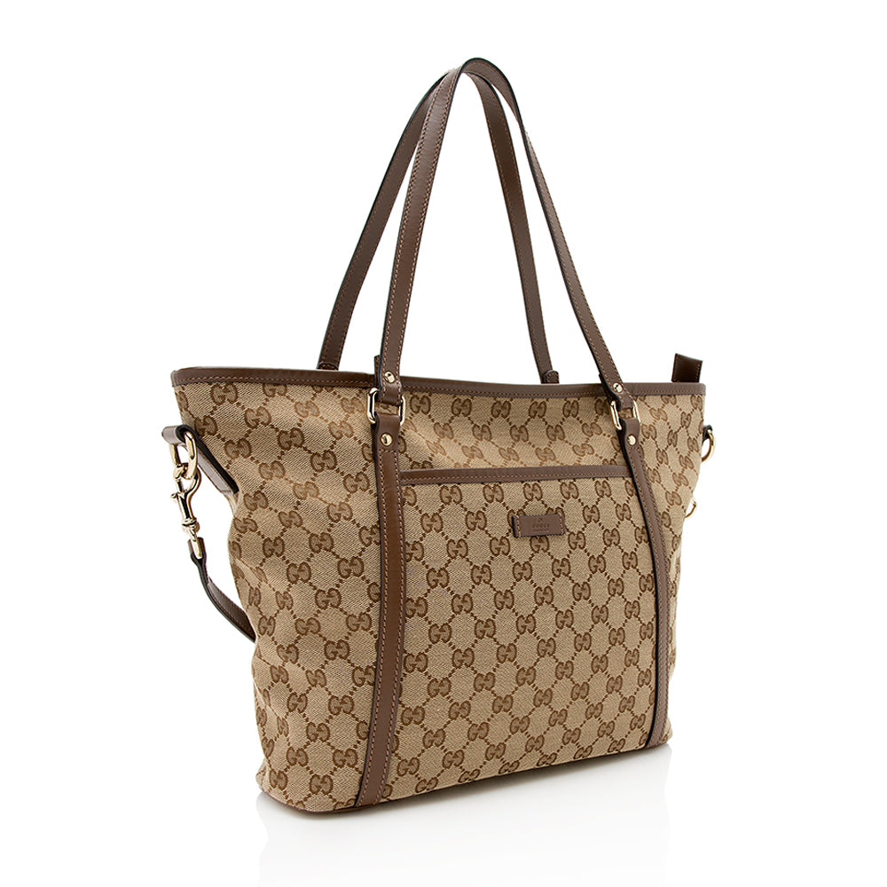 Gucci Leather Canvas Tote Style 55