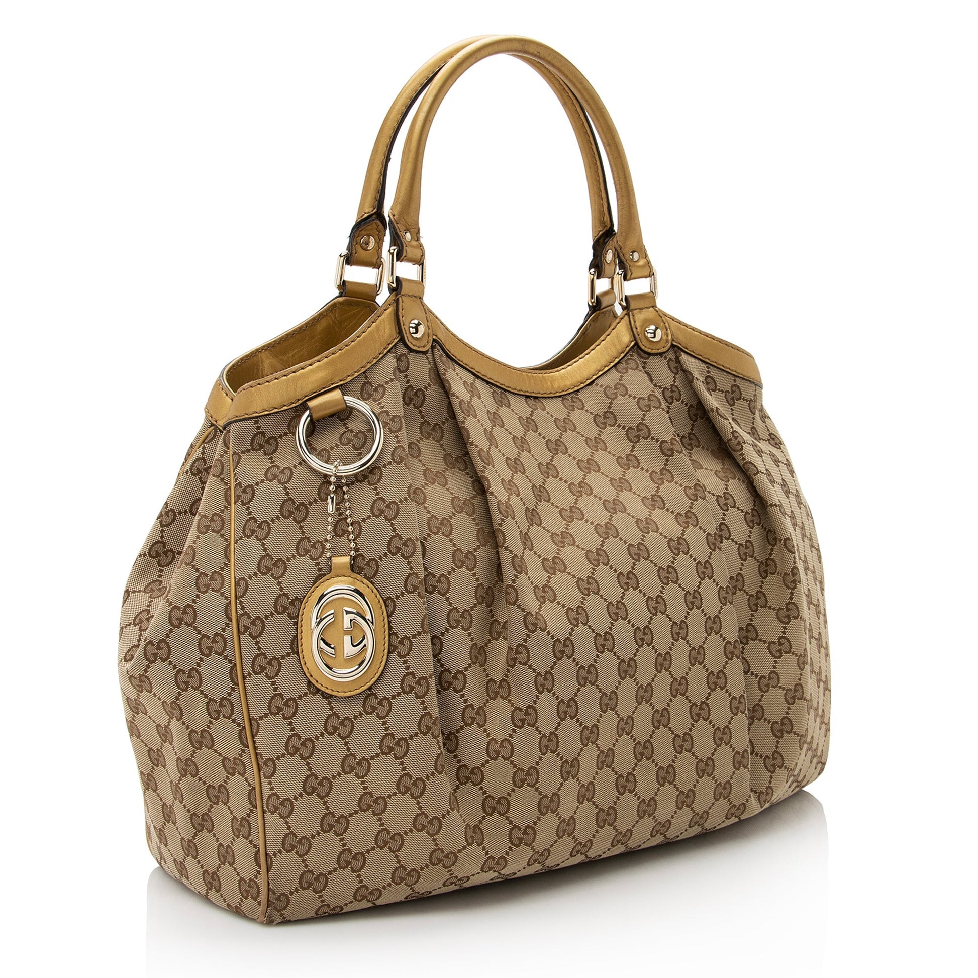 Gucci GG Canvas Metallic Leather Sukey Large Tote (SHF-22504)