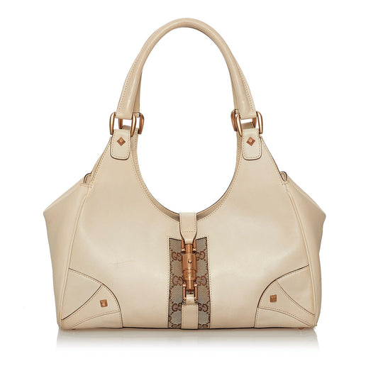 Gucci GG Canvas Nailhead Jackie Shoulder Bag (SHG-28382)