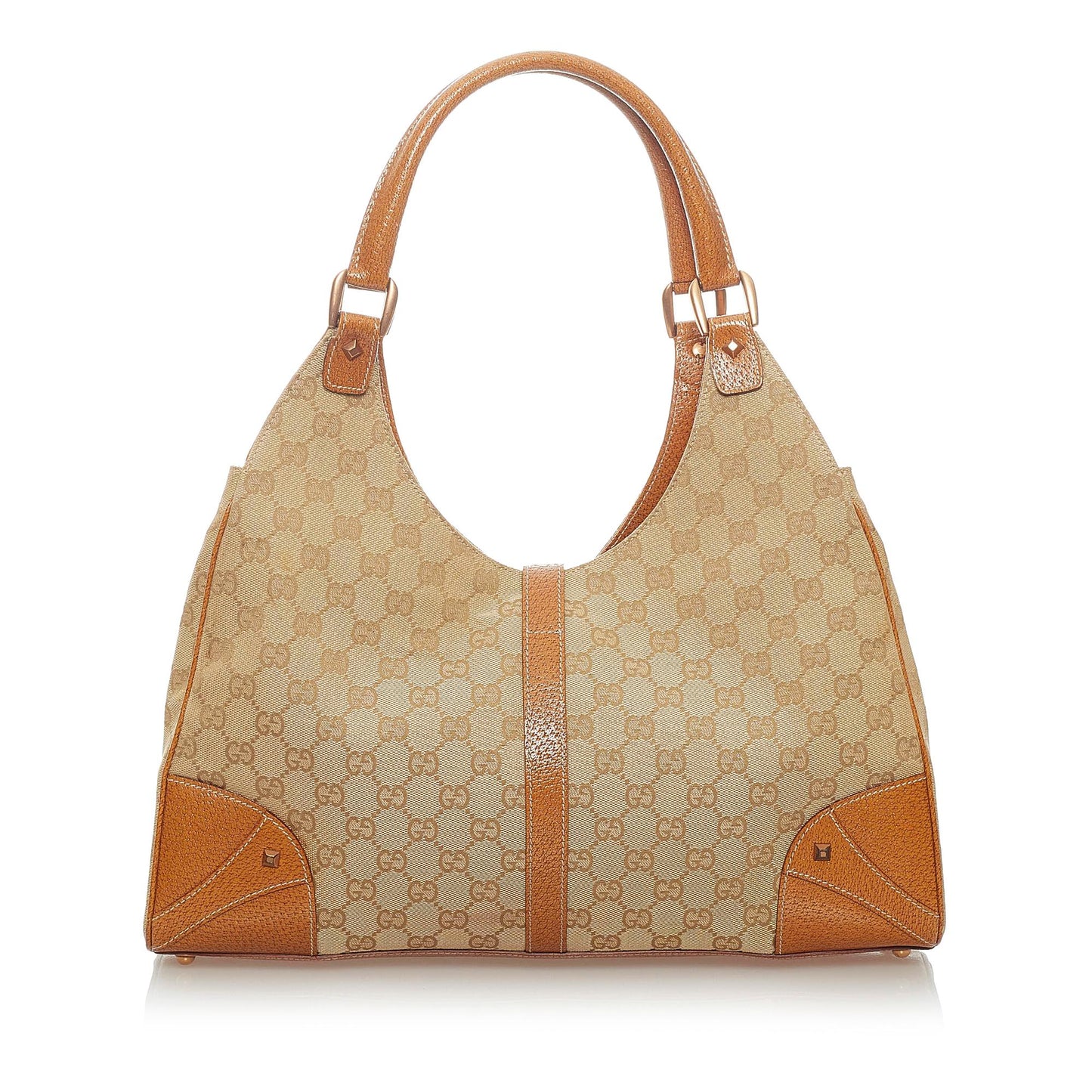 Gucci GG Canvas Nailhead Jackie Shoulder Bag (SHG-33236)
