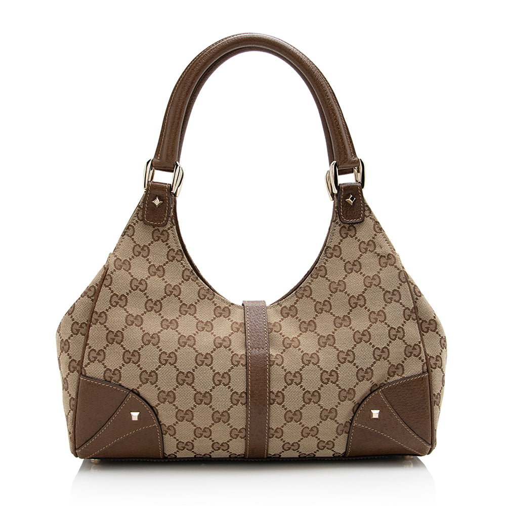 Gucci GG Canvas Nailhead Medium Bardot Shoulder Bag (SHF-21614)