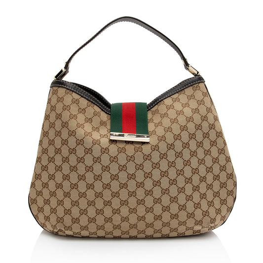 Gucci GG Canvas New Ladies Web Large Hobo (SHF-AhPj8g)
