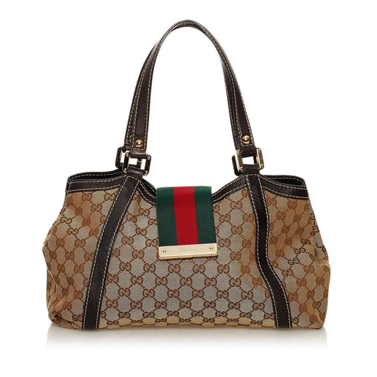 Gucci GG Canvas New Ladies Web Tote Bag (SHG-29665)