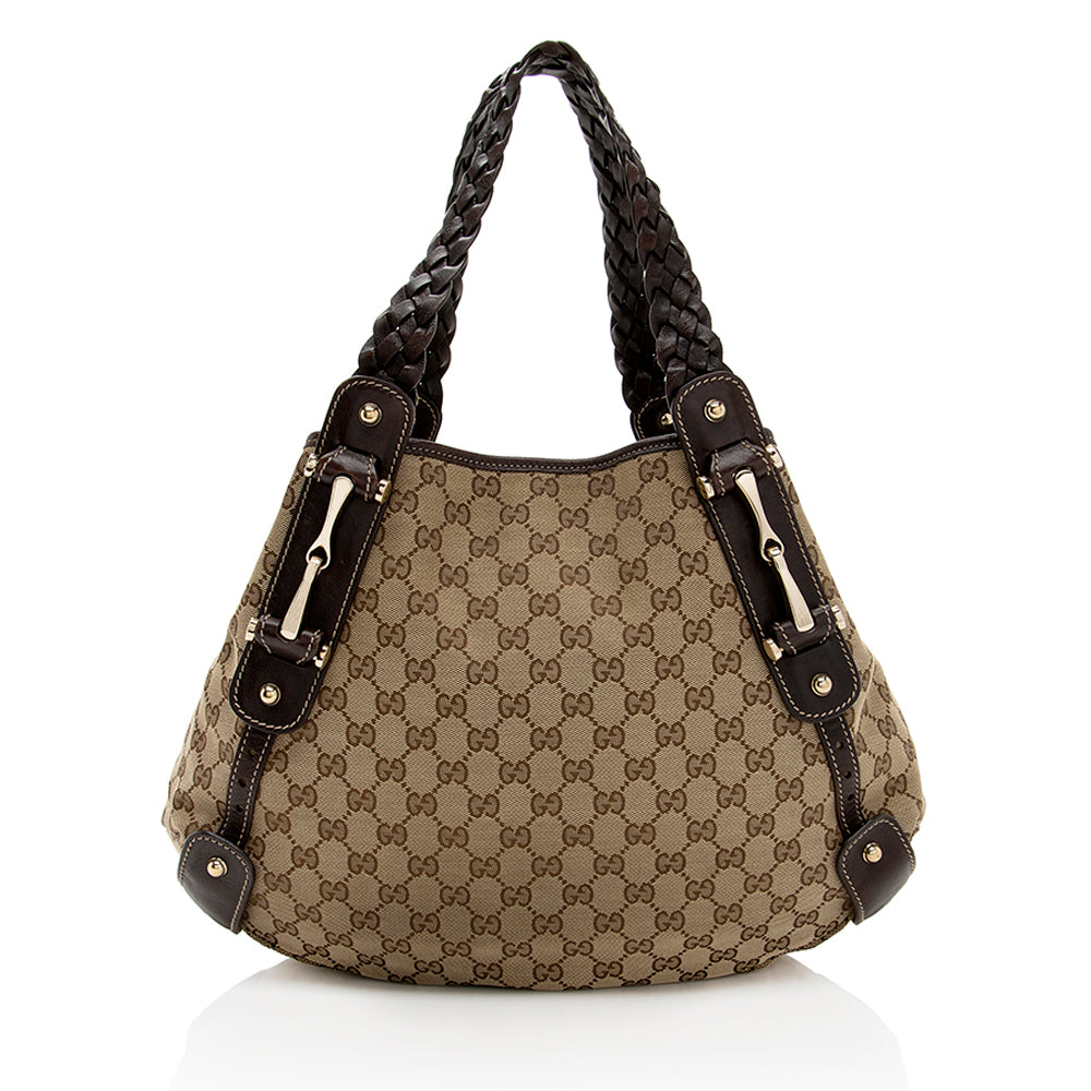 Gucci Leather Canvas Shoulder Bag Style 50