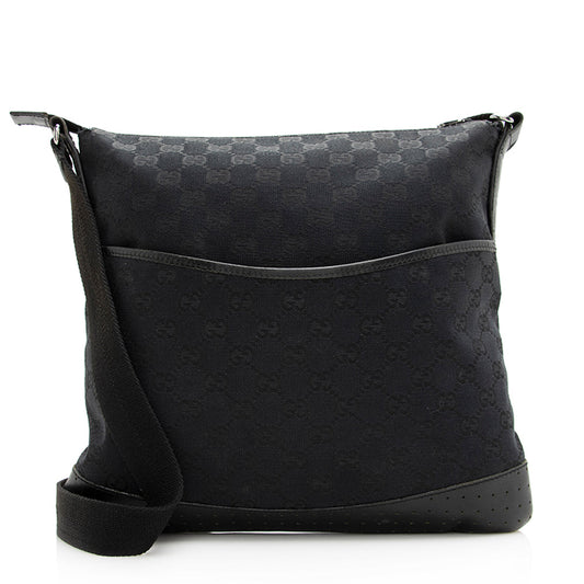Gucci GG Canvas Perforated Leather Messenger Bag (SHF-20533)