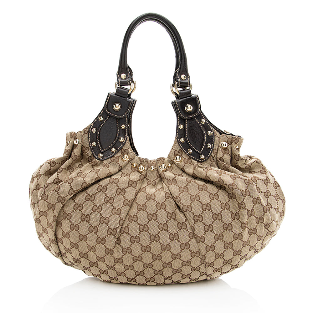 Gucci Leather Canvas Shoulder Bag Style 48