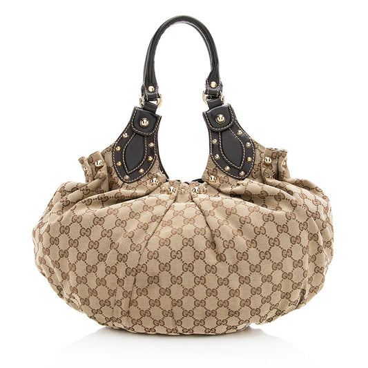 Gucci GG Canvas Studded Pelham Small Shoulder Bag (SHF-19024)