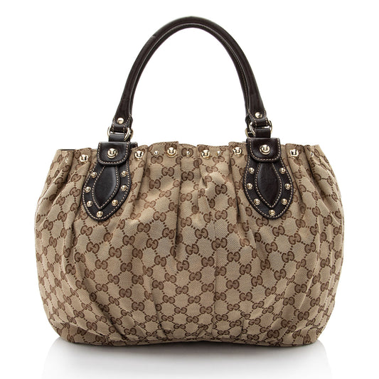Gucci GG Canvas Studded Pelham Small Tote (SHF-)