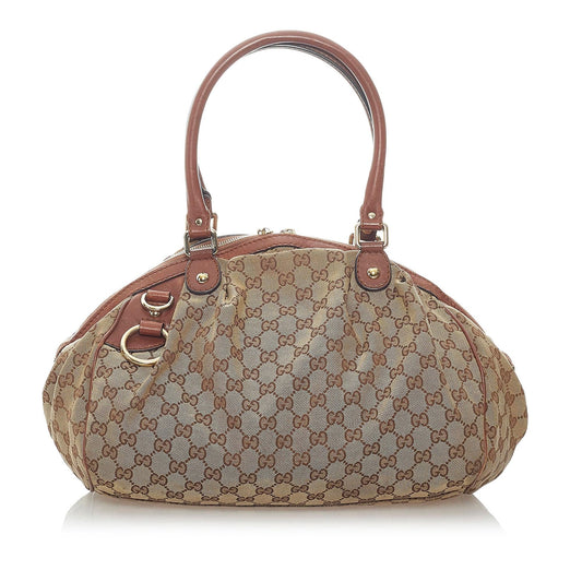 Gucci GG Canvas Sukey Satchel (SHG-32301)