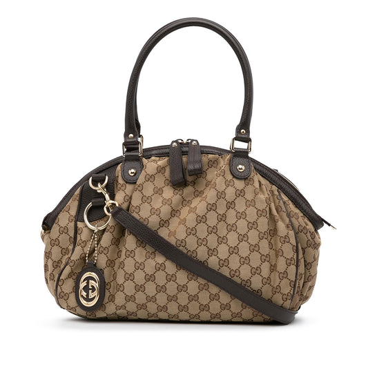 Gucci GG Canvas Sukey Satchel (SHG-OwA3vA)