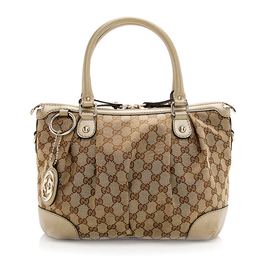 Gucci GG Canvas Sukey Top Handle Medium Satchel (SHF-20029)