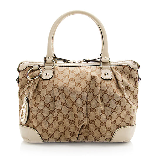 Gucci GG Canvas Sukey Top Handle Medium Satchel (SHF-20030)