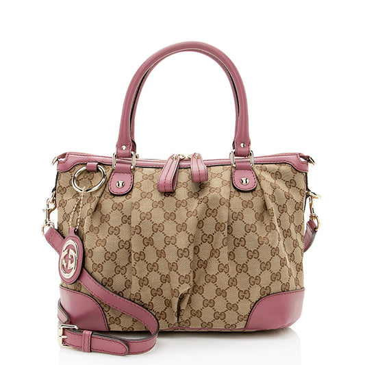 Gucci GG Canvas Sukey Top Handle Medium Satchel (SHF-20045)