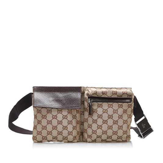 Gucci GG Canvas Twin Pocket Belt Bag (SHG-CLPfEq)