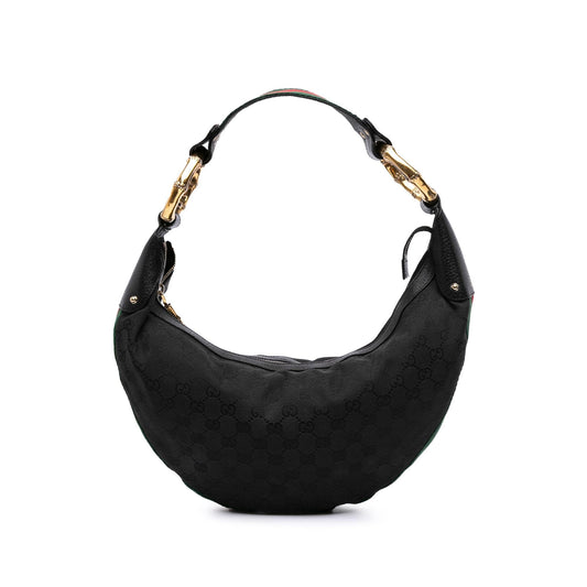 Gucci GG Canvas Web Bamboo Ring Hobo