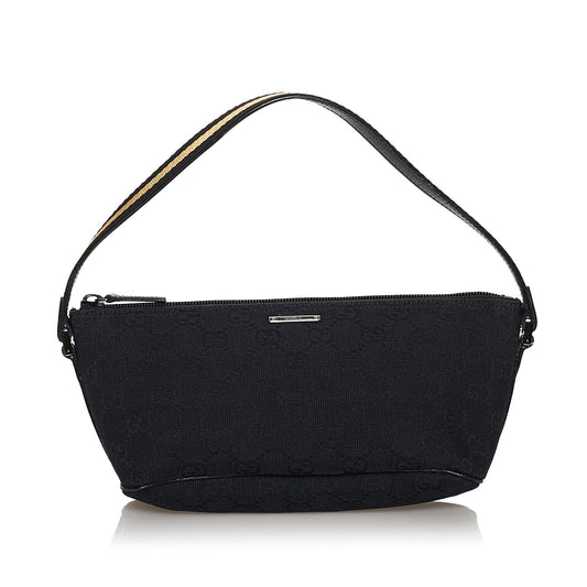 Gucci GG Canvas Web Boat Baguette (SHG-30597)