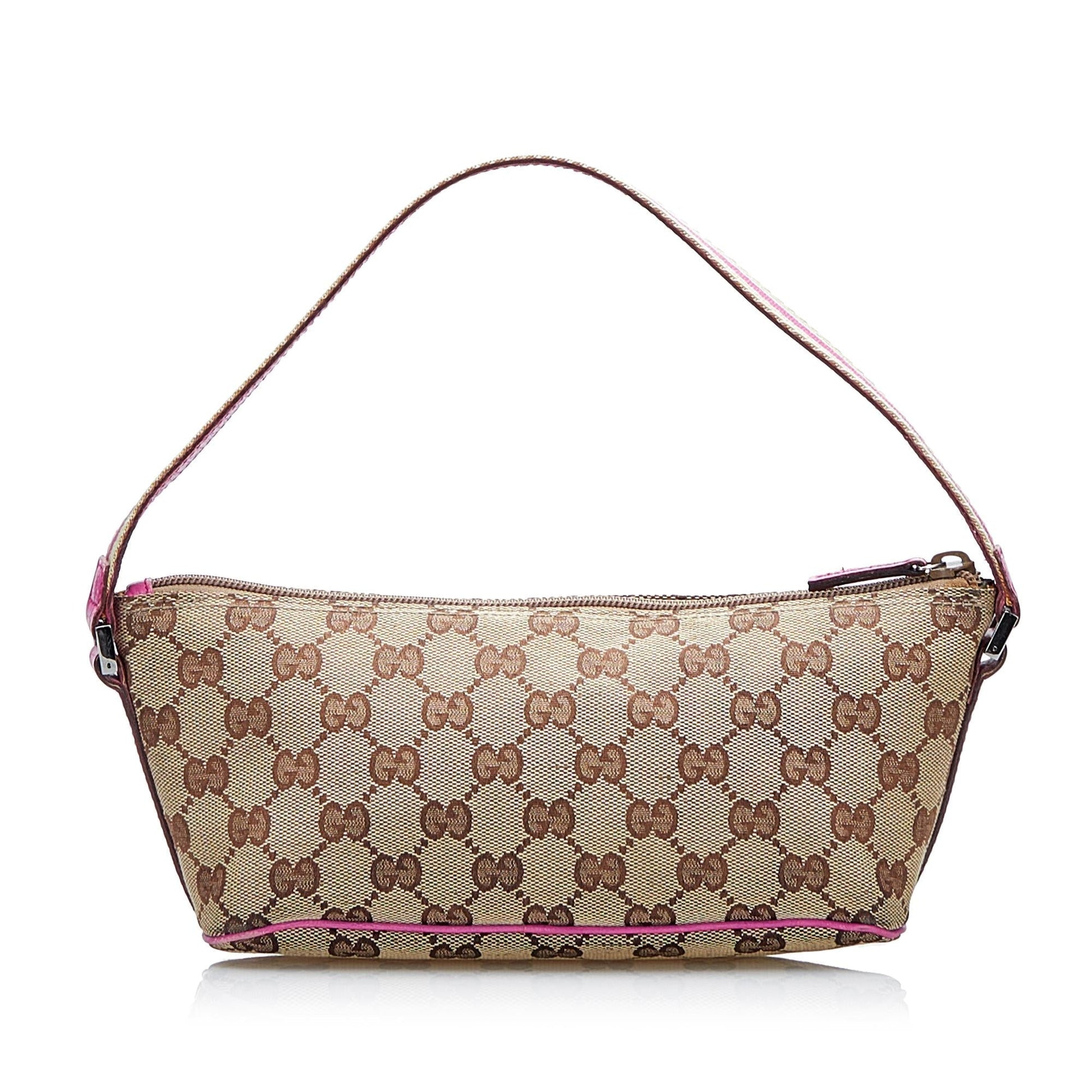 Gucci GG Canvas Web Boat Baguette (SHG-O1BGQv)
