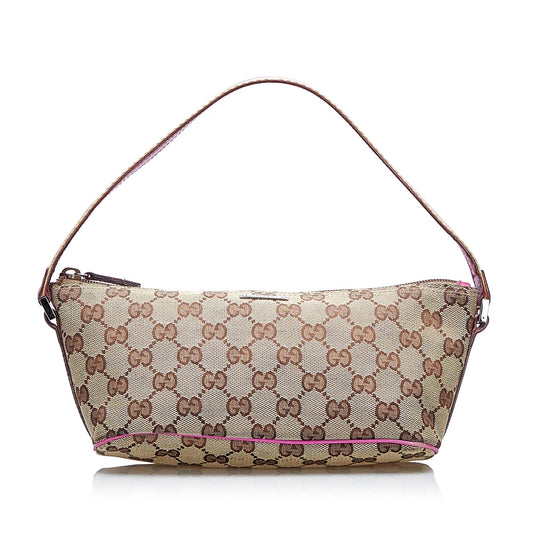 Gucci GG Canvas Web Boat Baguette (SHG-O1BGQv)