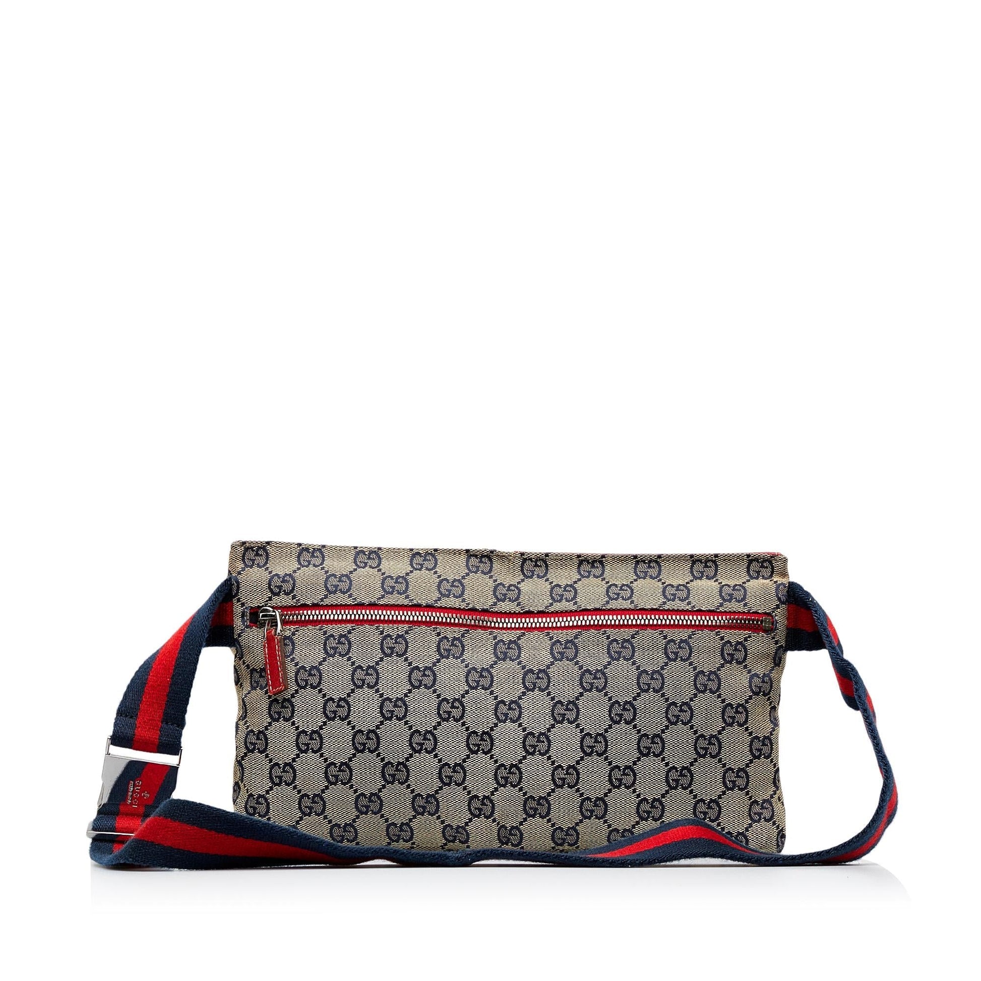 Gucci GG Canvas Web Double Pocket Belt Bag (SHG-HxqmuT)