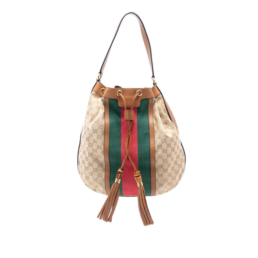 Gucci GG Canvas Web Rania Drawstring Hobo