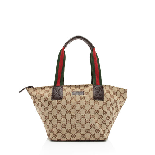Gucci GG Canvas Web Small Tote (SHF-zJSZ0v)