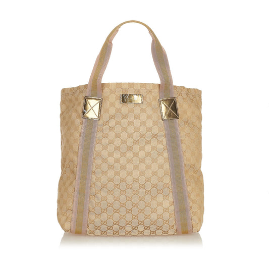 Gucci GG Canvas Web Tote Bag (SHG-33942)
