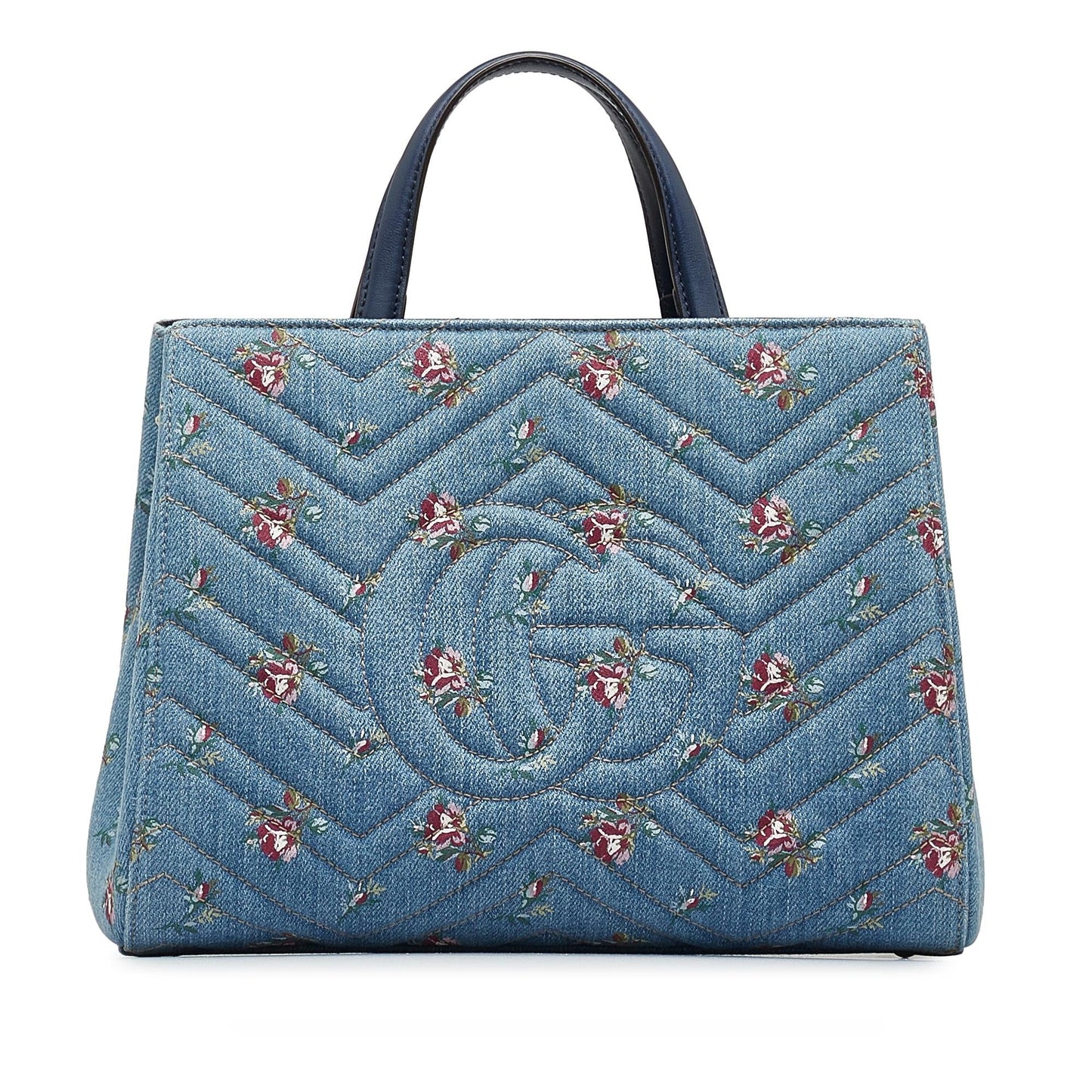 Gucci GG Marmont Flora Denim Satchel (SHG-dKHQjj)