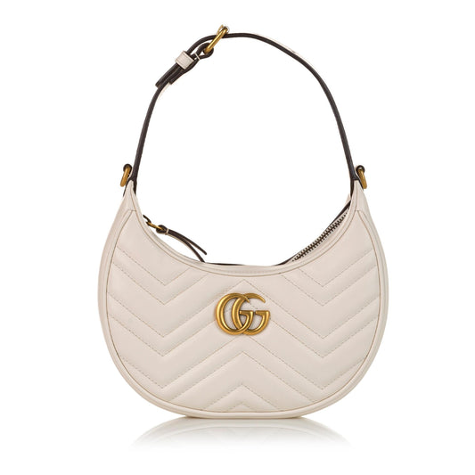 Gucci GG Marmont Half Moon Shaped Matelasse Leather Satchel (SHG-34298)