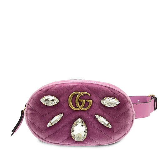 Gucci GG Marmont Velvet Crystal Belt Bag (SHG-IgDIJp)