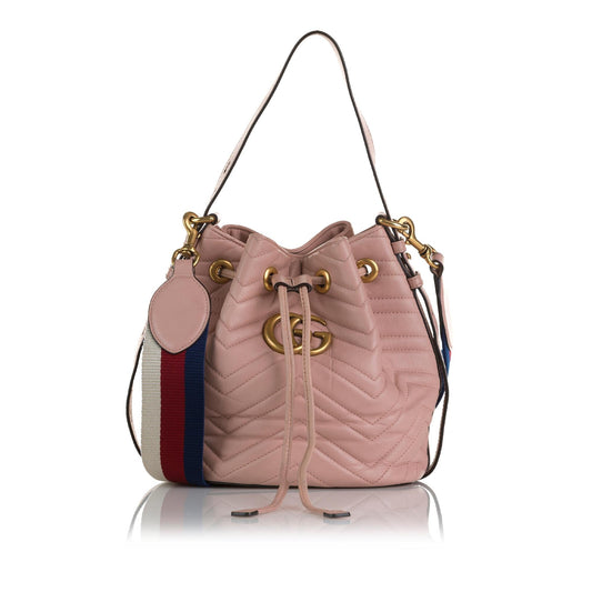 Gucci GG Marmont Web Bucket Bag (SHG-QWqd0K)