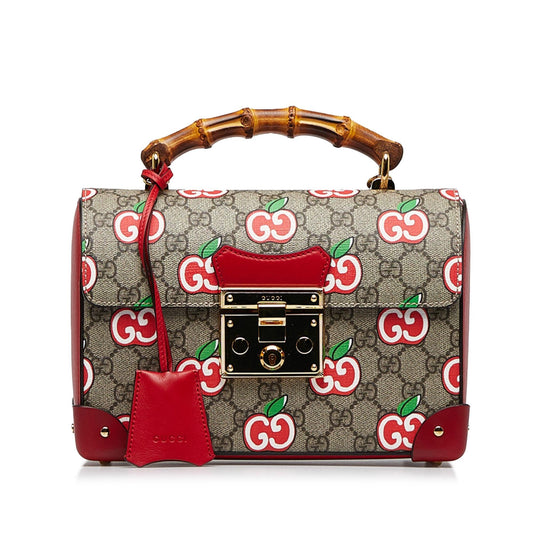 Gucci GG Supreme Apple Bamboo Padlock Satchel (SHG-2S9eJo)