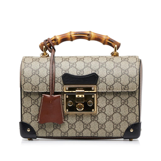 Gucci GG Supreme Bamboo Padlock Satchel (SHG-rOgtY6)