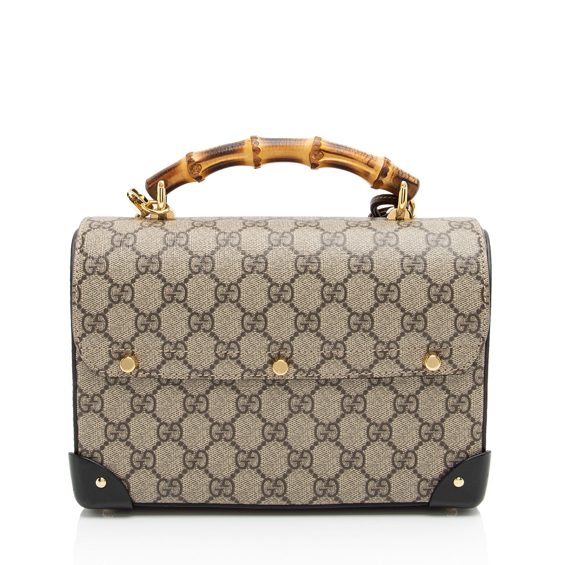 Gucci GG Supreme Bamboo Padlock Top Handle Shoulder Bag (SHF-Kwo5hy)