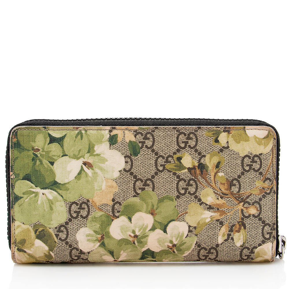 Gucci GG Supreme Blooms Zip Around Wallet (SHF-19768)